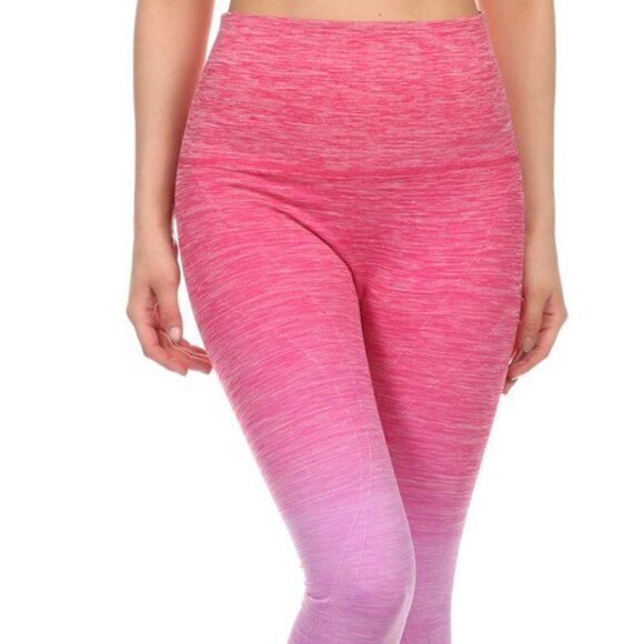 NWT Yoga Dry-Fit Ombre Compression Leggings Seamless High Waist Tummy support - Picture 7 of 9
